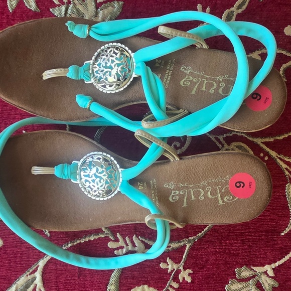 Chula Tulum Teal Interchangeable Ankle Wrap Sandals size 6 - Picture 2 of 15